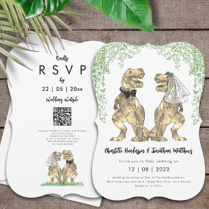 Dinosaur Theme Wedding QR Code Invitation