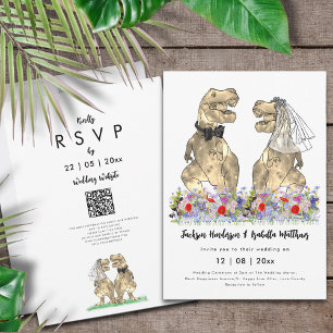 Dinosaur Theme Wedding QR Code Invitation