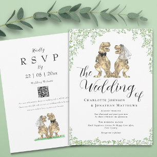 Dinosaur Theme Wedding QR Code Invitation