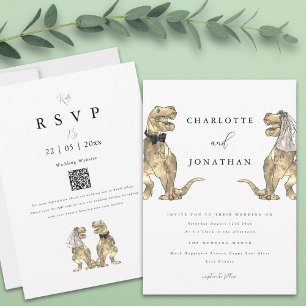 Dinosaur Theme Wedding QR code Invitation