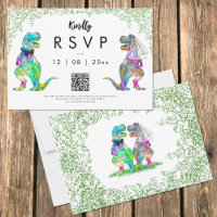Dinosaur Theme Wedding QR code Reply
