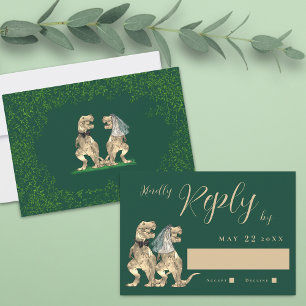 Dinosaur Theme Wedding Reply RSVP Card