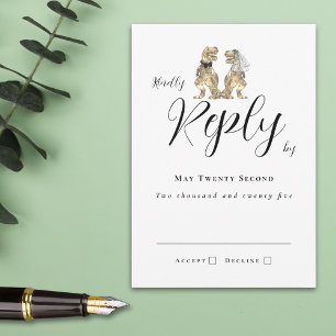 Dinosaur Theme Wedding Reply RSVP Card