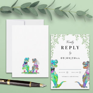 Dinosaur Theme Wedding Reply RSVP Card