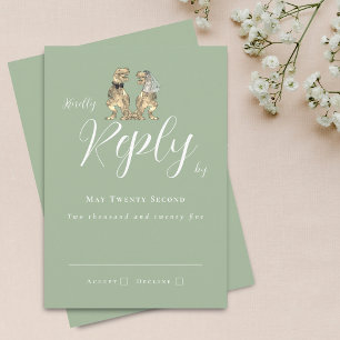Dinosaur Theme Wedding Reply Sage Green RSVP Card