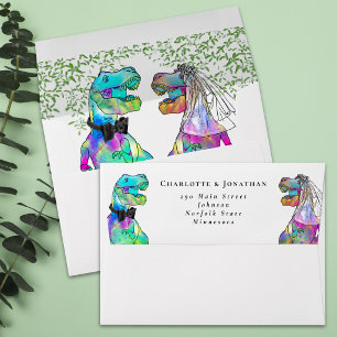Dinosaur Theme Wedding Return Address Envelope