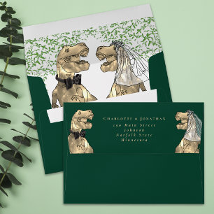 Dinosaur Theme Wedding Return Address  Envelope