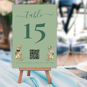 Dinosaur theme Wedding Sage Green QR Code Table Number