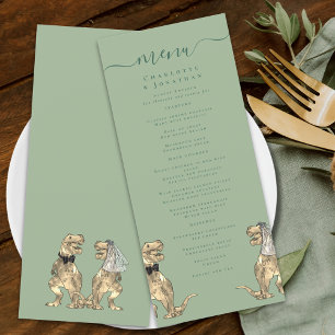 Dinosaur Theme Wedding Sage Green & White Menu