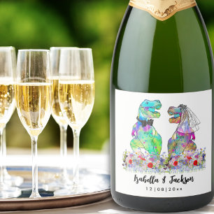 Dinosaur Theme Wedding Sparkling Wine Label