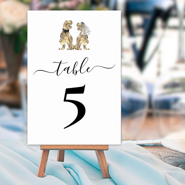Dinosaur theme Wedding Table Number (T-Rex bride and groom dinosaur wedding custom table number sign )