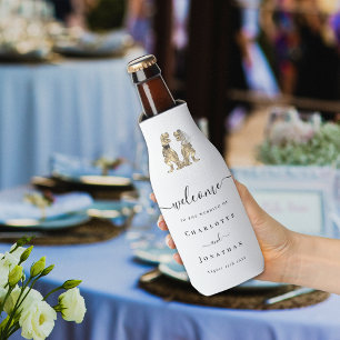 Dinosaur Theme Wedding welcome Personalized  Bottle Cooler