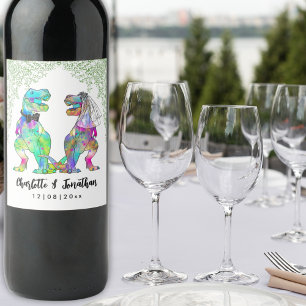 Dinosaur Theme Wedding Wine Label
