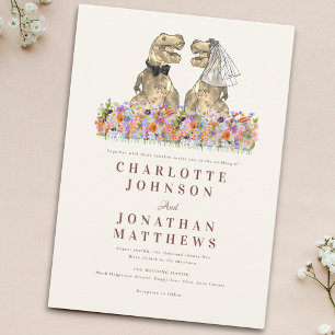 Dinosaur Theme Wildflower Wedding Invitation