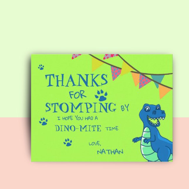 Dinosaur Themed Birthday Thank you Postcard (Dinosaur Themed Birthday Thank you Postcard)