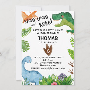 Dinosaur Themed Kids Birthday Invitation