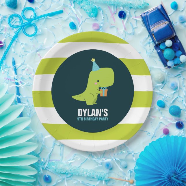 Dinosaur Themed Kids Birthday Party Paper Plate (Party)