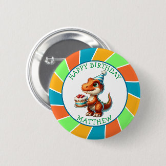 Dinosaur themed Kid's Birthday Party Personalised 6 Cm Round Badge