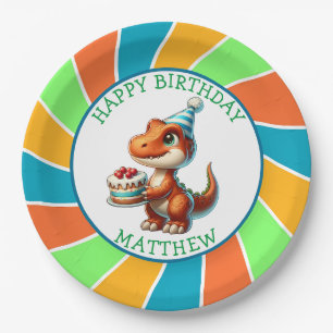 Dinosaur themed Kid's Birthday Party Personalised Paper Plate