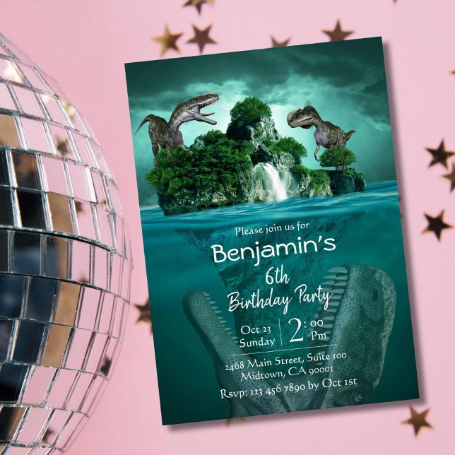 Dinosaur themed simple modern 6th birthday  invitation (Creator Uploaded)