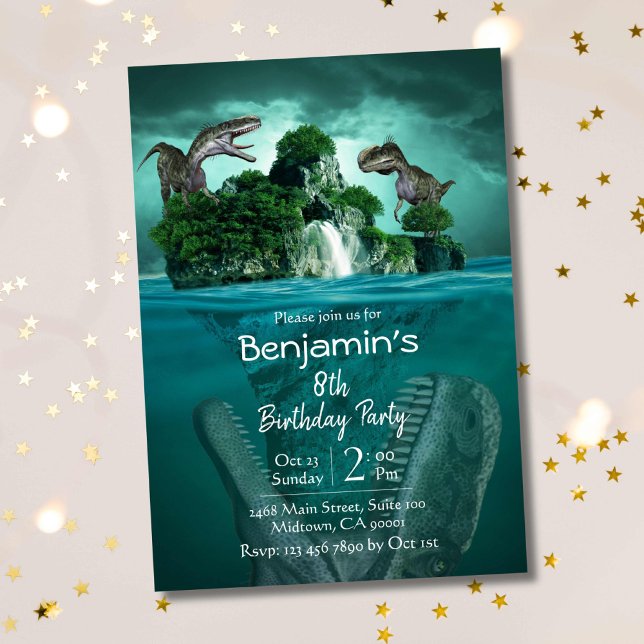 Dinosaur themed simple modern 8th birthday  invitation (Creator Uploaded)