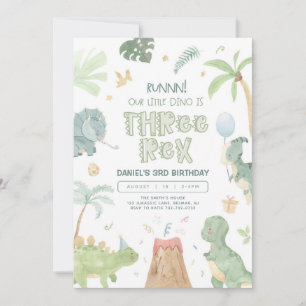 Dinosaur Third Birthday Invitation