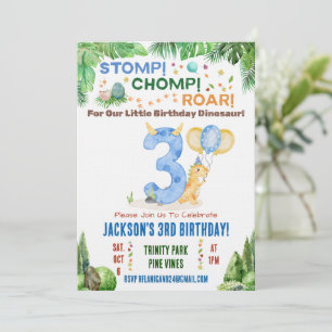 Dinosaur Third Birthday Party Invitation