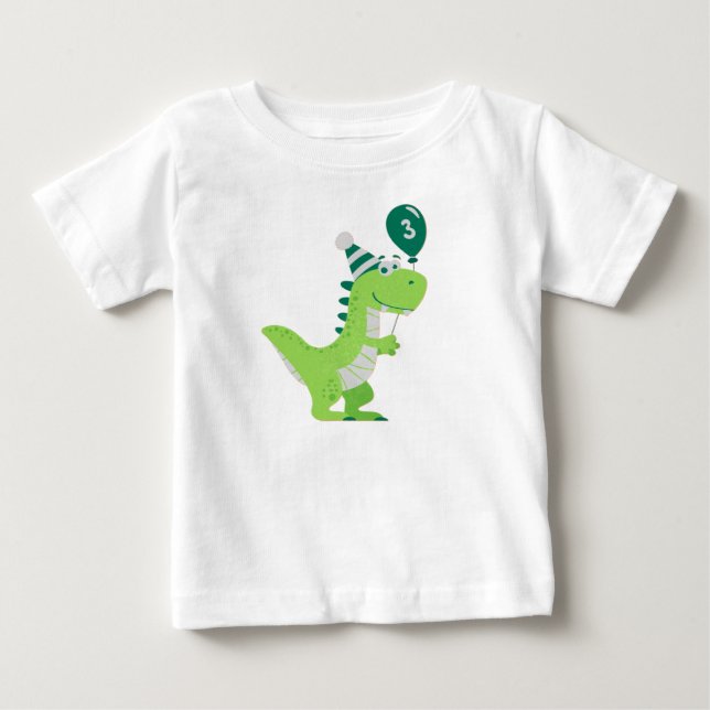 Dinosaur Three Rex 3rd Birthday Baby T-Shirt (Front)