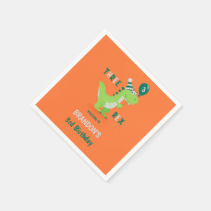 Dinosaur Three Rex 3rd Birthday Napkin