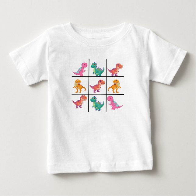Dinosaur Tic Tac Toe Baby Jersey T-Shirt (Front)