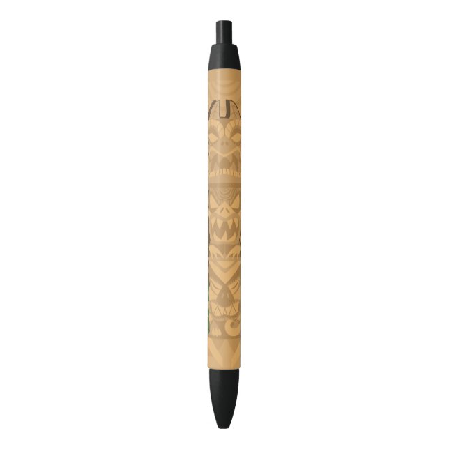 Dinosaur Tiki Totem Black Ink Pen (Front Vertical)