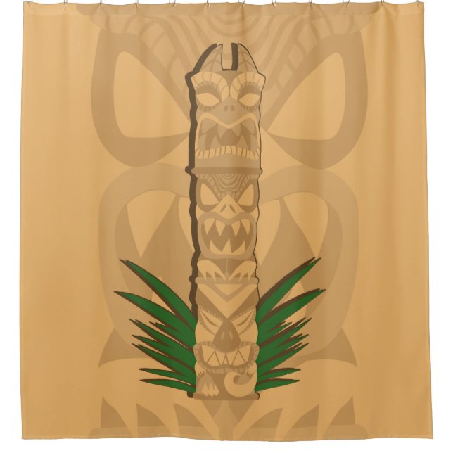 Dinosaur Tiki Totem Shower Curtain (Front)