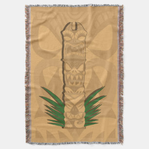 Dinosaur Tiki Totem Throw Blanket