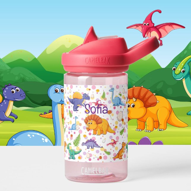 Dinosaur Toddler Personalise Name Durable Water Bottle (Creator Uploaded)