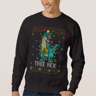 Dinosaur Tree Rex Xmas Lighting Ugly Dinosaur Chri Sweatshirt