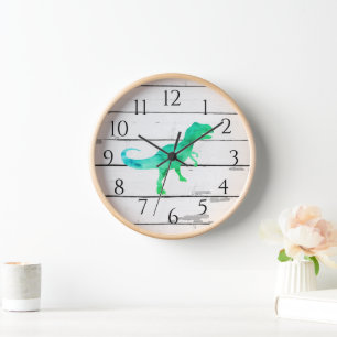 Dinosaur Trex Decor Rustic Shiplap Clock