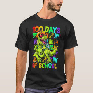 Dinosaur Trex Happy 100th Day Of School  Boys Kids T-Shirt