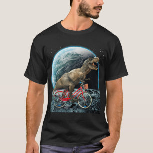Dinosaur Trex In Space Riding Bike On Moon Funny D T-Shirt