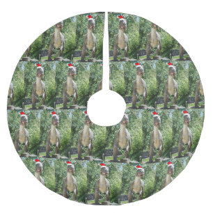 Dinosaur Trex wearing a Santa Hat Brushed Polyester Tree Skirt