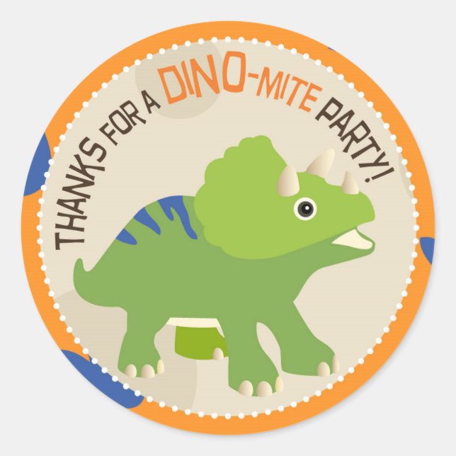 Dinosaur Triceratops Birthday Cupcake Topper Label (Front)
