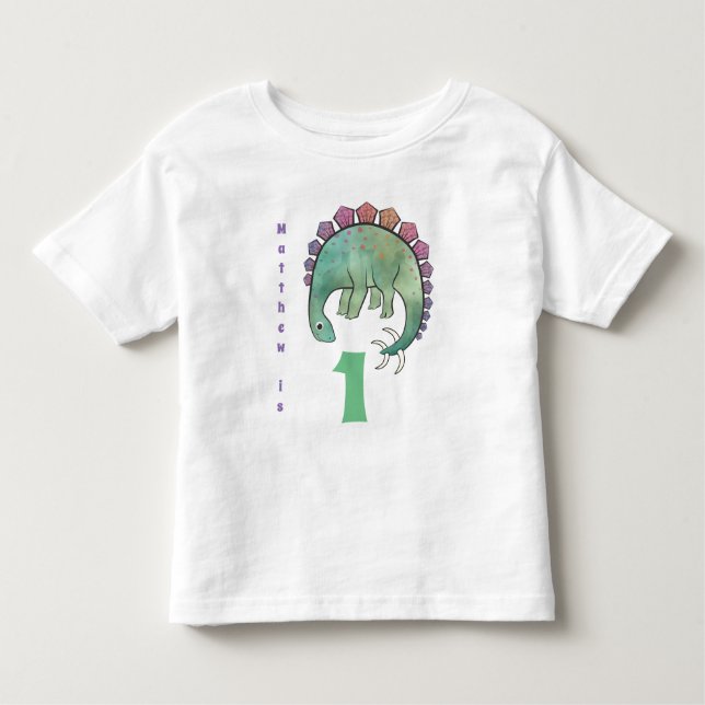 Dinosaur Tshirt BOYS 1st Birthday ADD Name and Age (Front)