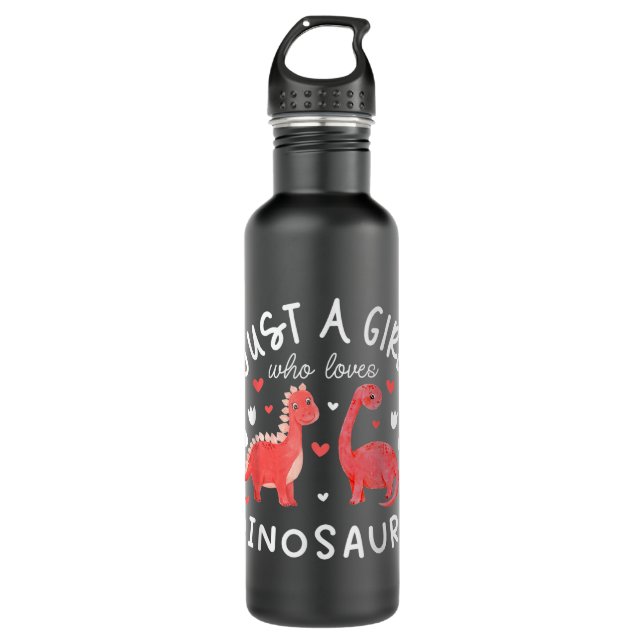 Dinosaur Tshirt, Dinosaur Lover Tee, Girls Dino  710 Ml Water Bottle (Front)