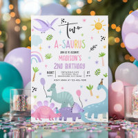Dinosaur Two-A-Saurs Pink T-Rex 2nd Birthday Party