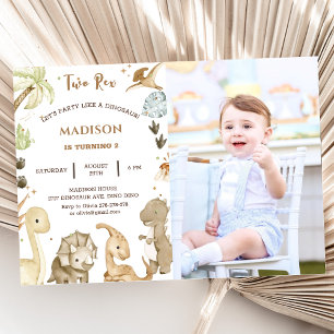 Dinosaur Two Rex 2nd Birthday Party Invitation