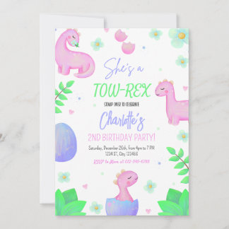 Dinosaur Two Rex 2nd Birthday Party Invitation