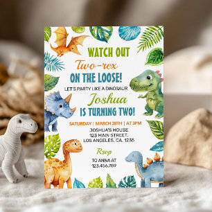 Dinosaur Two-Rex Birthday Invitation 