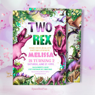 Dinosaur TWO Rex Invitation  Dinosaur Party birthd