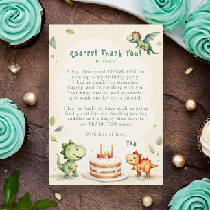 Dinosaur Two-Rex Thank You Birthday Card  