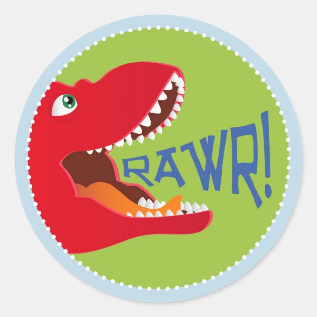 Dinosaur Tyrannosaurus Rex Birthday Cupcake Topper Classic Round Sticker (Front)