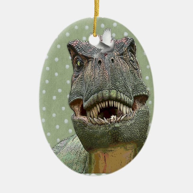 Dinosaur Tyrannosaurus rex Ceramic Tree Decoration (Front)